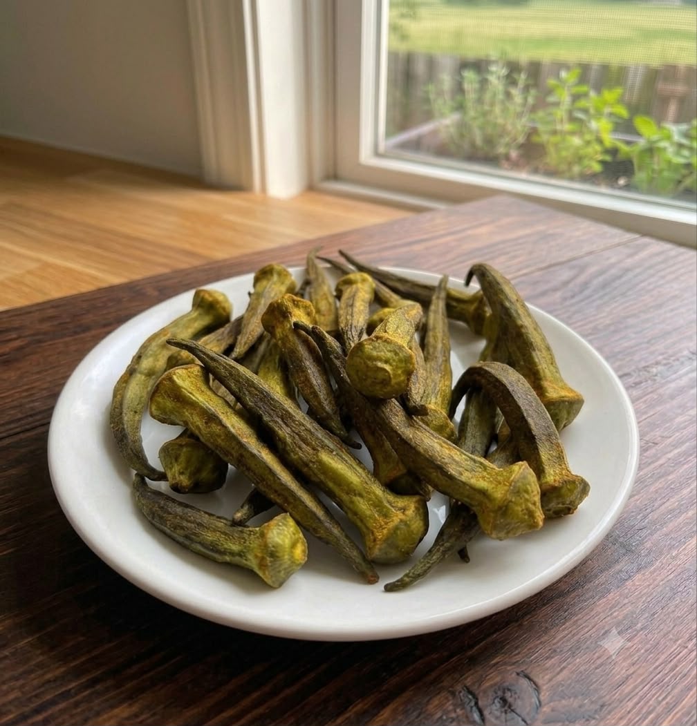 Vacuum-cooked Okra